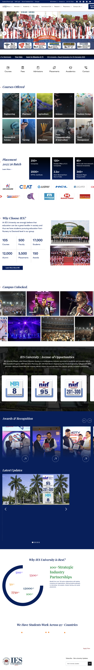 IES University developed on Webflow